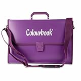Colourbook Valigetta Portadisegni A4 28x39 Cm, Cartelletta Per Disegno Tecnico E Tecnologia, In PPL Leggera E Impermeabile, Con Tracolla Regolabile E Maniglia, 2 Scomparti, Viola Prugna
