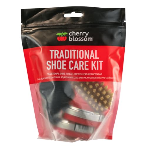Cherry Blossom Footwear Traditional Shoe Care Kit, Black and Dark Tan, All Sizes
