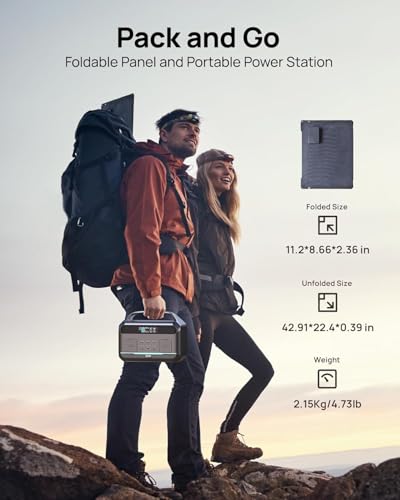 Image of Portable Power Station 600W (1200W Surge) with 100W Solar Panel Included, 576Wh LiFePO4 Electric Generator, 1Hr Fast Charging, 100W USB-C PD Output, Solar Power Bank for Home Emergency, Camping, CPAP