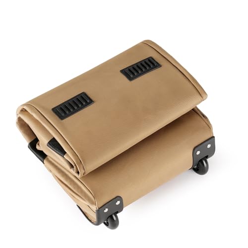 Rolling Duffel Torba z kółkami, składana torba do zwiedzania, duża podróż podróżna, ciężka służba, z paskami na ramię, używaj jako wózka torebki bagażowej lub plecak, mężczyźni (Khaki)