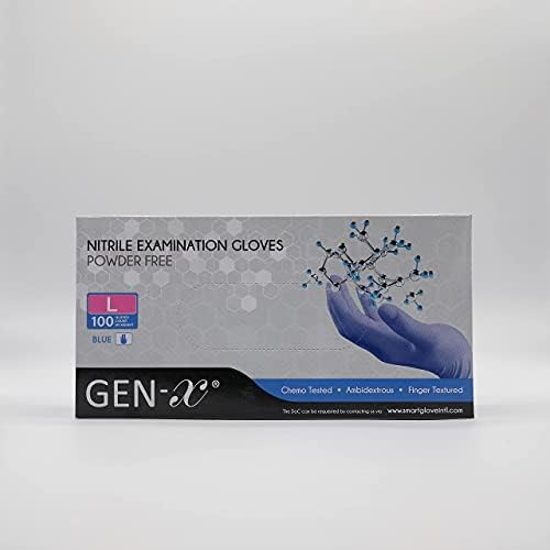 GenX Nitrile Examination Glove Powder Free, Finger Textured, Extra Large, 100