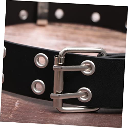 Punk Style Double Rows Holes Belt for Men Women Simple Durable Waist Belt Black for Jeans Pants Comfortable Wear Made of Materials2