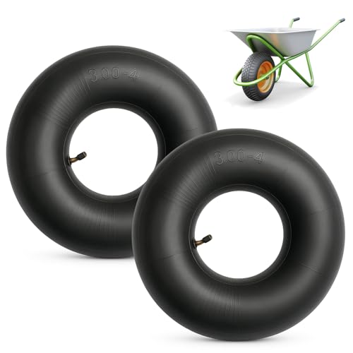KELAV 2 Stück Ersatz Innenschlauch 3.00-4 (260x85 mm) mit TR87 Winkelventil für Sackkarre Bollerwagen Schubkarre Transportkarre