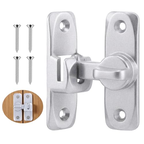 Gyfent 1Pack Door Latch 90/180 Degree Door Closer Aluminum Alloy Gate Latch Right Angle Gate Lock Hardware for Sliding Barn Bedroom Bathroom Window