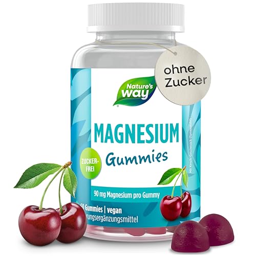 Zuckerfreie Magnesium Gummies Hochdosiert für Erwachsene & Kinder ab 7 Jahren I 180 mg Magnesiumcitrat und Vitamin B6 für entspannte Muskeln und Nerven I vegan I 60 Stk