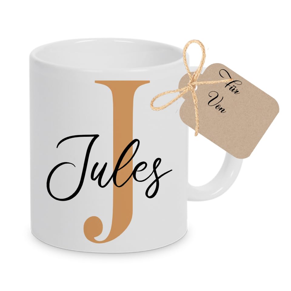 Manufaktur Liebevoll Personalisierte Tasse mit Namen Tasse personalisiert Name Namenstasse Teetasse personalisiert Buchstaben Tasse Geschenk (Orange)