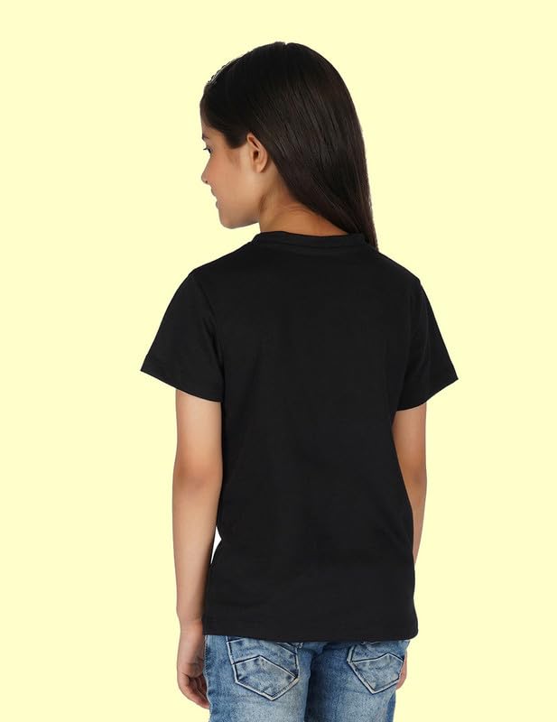 Image of Nusyl Girls Half Sleeves Black Lovely Printed T-shirt-NUGCTSH0076