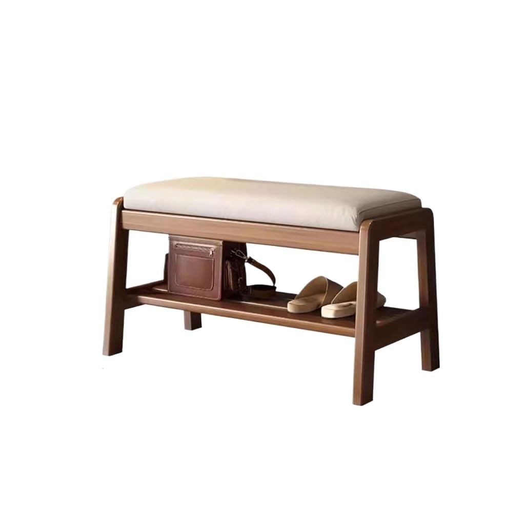Tabouret de maison en bois massif pour ranger et se chausser sans effort