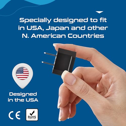 Image of Ceptics European to US Plug Adapter Socket, Europe Asia China Korea to USA 2 Pin Adaptor Type C to Type A Power Wall Adapter, Japan, Canada, Round to Flat Pin (6 Pack)