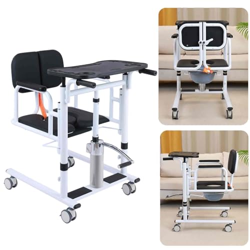 Grúa hidráulica para pacientes, elevador para traslado de pacientes mayores, silla de ruedas para discapacitados, inodoro y mesa de comedor, asiento abatible a 180°, soporta 200 kg (440,92 lb)