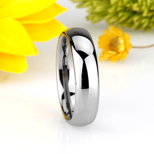 DoubleAccent 6MM Comfort Fit Tungsten Carbide Wedding Band Classic Domed Ring (5 to 13.5)2