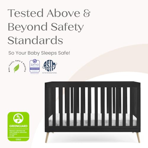 Image of Delta Children Essex 4-in-1 Baby Crib & Mattress, Ebony /Natural