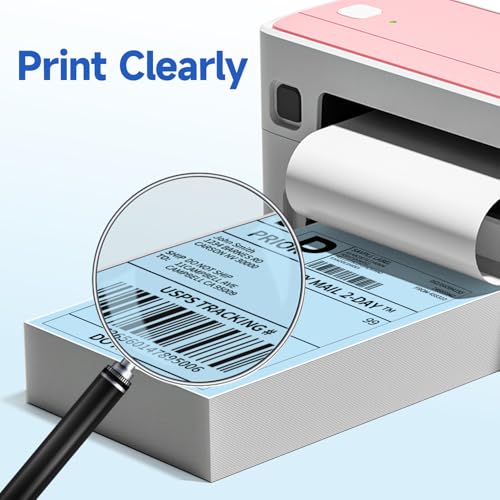 Image of Phomemo 4X6'' Thermal Shipping Label - Pack of 100 4x6 Fan-Fold Label for Shipping Labels, Address, Mail, Product Logo Labels, Commercial Grade, Blue
