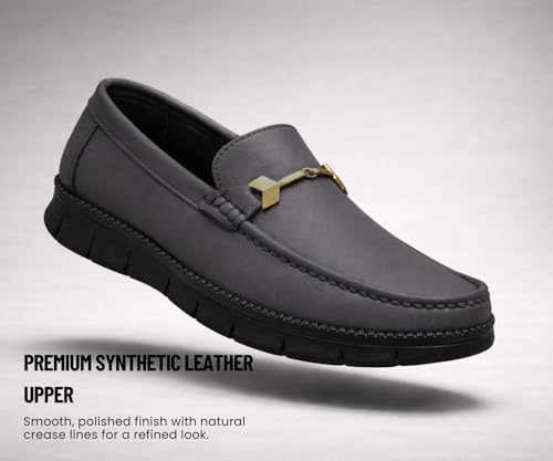 Image of Kraasa Men's Casual Loafers | Synthetic Leather Upper | Comfortable PU Sole | Slip-On Buckle Office, Party Shoes