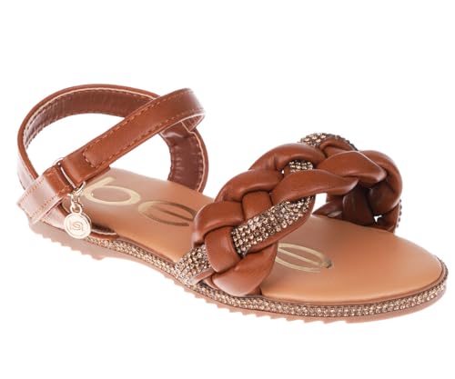 Image of bebe Girls' Sandals - Trendy Flat Designs with Rhinestones, Puffy Straps, Embossed Details and Charms for Toddlers /Little Kids /Big Kids
