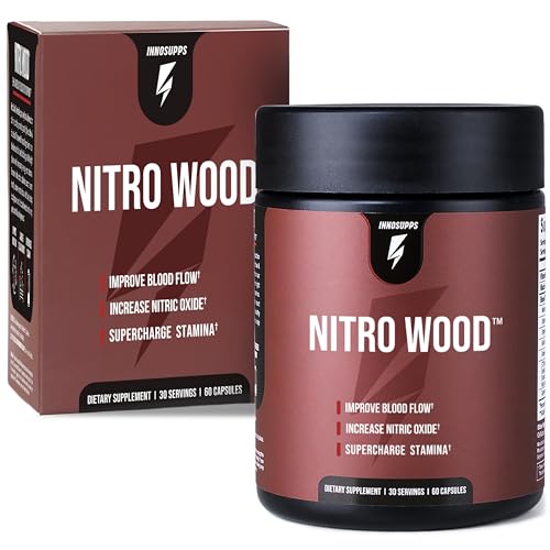 InnoSupps Nitro Wood - Nitric Oxide Booster for Men - Supports Blood Flow Circulation & Male Performance - Beet Root & Citrulline Formula for Stamina Endurance & Size - 60 Veg Capsules 30 Servings