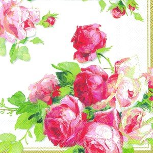 IHR Victoria White Roses Luxury Paper Napkins New 20 Pack