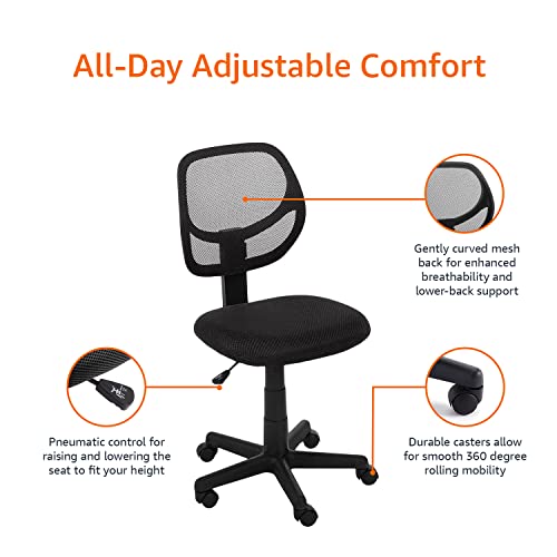 Amazon Basics Low-Back, Upholstered Mesh, Adjustable, Swivel Computer Office Desk Chair, Black #TOP5