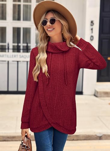 Image of Bulotus Tunic Sweaters for Women 2025 Turtleneck Sweater Pullover Lightweight Warm Tunic Tops for Leggings Loose Fit