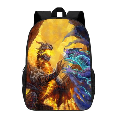 MAMINA Mochila escolar dragão de fogo vs dragão roxo relâmpago dragão, mochila de dragão para crianç
