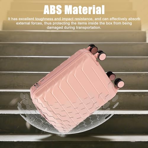 Image of 20 Inch ABS Hard Shell Travel Checked Luggage With Combination Lock, Pink