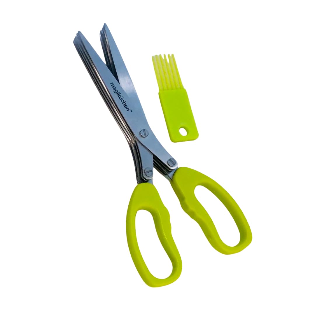 Magiküchen Multi Blade Herb Shears | Soft Touch Handle | 10 Blade Precision Design | Slip-Free | Dishwasher Safe