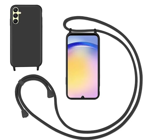 GoodcAcy Coque Cordon de Collier pour Samsung Galaxy A55 5G,Collier pour Étui Colliers de cellulaire Mince Antichoc Réglable Lanyard Housse Liquide Silicone Case pour Samsung Galaxy A55 5G,Noir