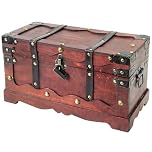 HMF Wooden Treasure Chest, Large Treasure Box with Decorative Lock for Children’s Birthday Party | 40 x 19 x 22 cm | France