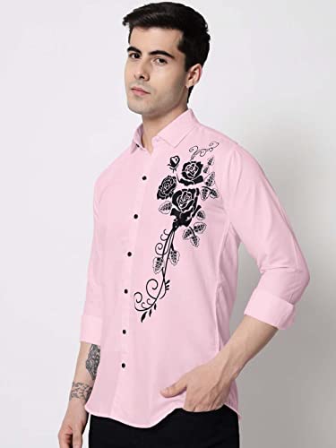 Image of Zombom Men's Regular Fit Cotton Blend Printed Spread Collar Full Sleeve Casual Shirt