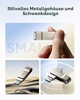 Lexar D40E 128 GB Dual Drive USB 3.2 Gen 1 Type-C Jump Drive, USB-C Flash Drive, Metallgehäuse, schwenkbares Design, Thumb Drive, Kompatibel mit iPhone 17,Silberner Champagner (Packung mit 2) – Ansicht 6