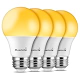 Maelsrlg Sleep Light Bulb, 1600K Amber LED Bulb Blue Light Free - 60W Equivalent, 8W A19 E26 Base, Dimmable Warm Light Bulbs for Bedroom, 4-Pack