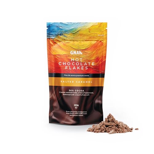 Salted Caramel Hot Chocolate Flakes 250g Real Chocolate Flakes for Luxuriously Smooth Café-Style Hot Chocolate Ethically Sourced 36% Single-Origin Colombian Cocoa Palm Oil Free