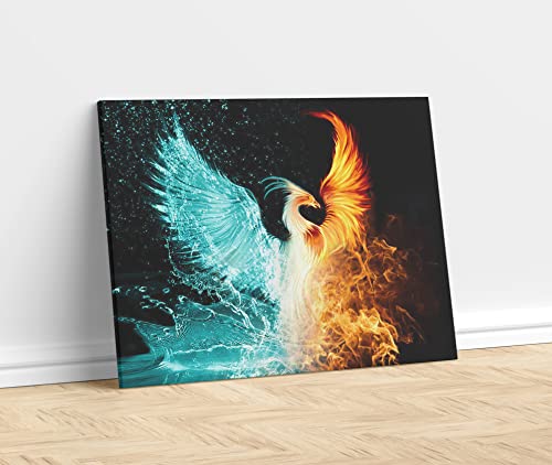 Rising Phoenix Wall Art Canvas Poster Prints Half Ice And Fire Phoenix Bird Nirvana Decor Chinese Dragon Picture Phenix Painting Artwork For Home Bedroom Living Room Decoration - 24X36 Inch #TOP1