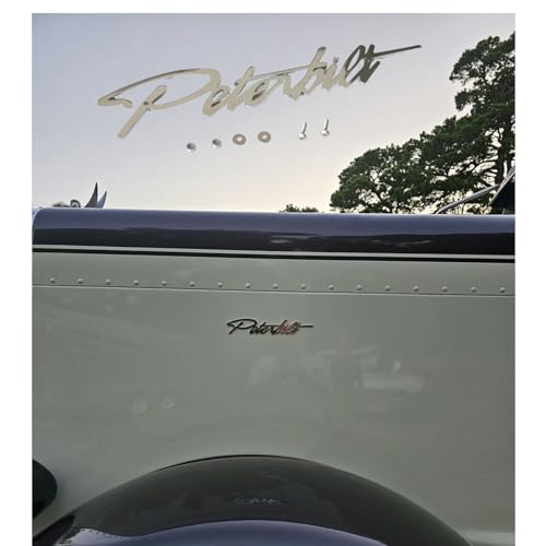 Image of Custom Stainless Logo Name Emblem Plate Fit for Peterbilt Side Frond of Hood Accessory Grille Fender