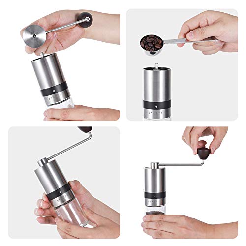 Vzaahu manuelle kaffeemühle Mit CNC-Edelstahl Kegelmahlwerk | Kaffeemühle Hand - Kaffeemühle Mechanisch | 6 Einstellbare… – Bild 5
