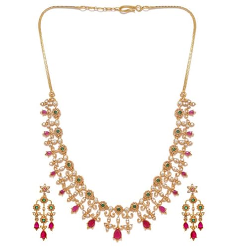 Rubans 22K Gold Plated Ruby, Emerald Zirconia Studded Handcrafted Luxury Necklace Set for Women & Girls, Perfect for any Festive Occasion (B0D6RWRQ1Q) Amazon Price History, Amazon Price Tracker