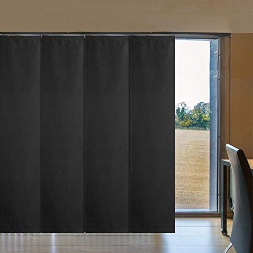 Letau Cordless Sliding Panels Track Blinds, 100% Blackout Made To Order Vertical Blinds For Large Windows, Sliding Doors, Open Spaces And Room Dividers, Black #TOP11