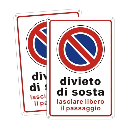 2 Pezzi Cartello proprietà privata Divieto di sosta– 20x30 cm Cartelli stradali Alluminio Metallo – Lasciare libero il passaggio!