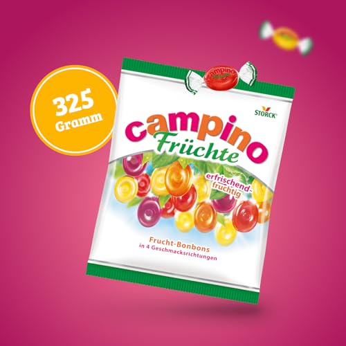 Campino Früchte – 1 x 325g – Leckere Fruchtbonbons in vier verschiedenen Sorten