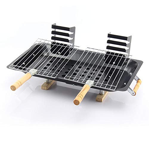 QJJML Household Grill, Three-Layer Temperature Adjustable, Stainless Steel Couple Grill
