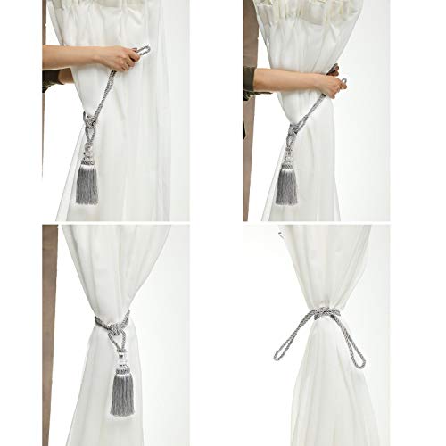 image for Fenghuangwu Tassel Curtain Tiebacks Handmade Curtain Tie Backs, Elegan