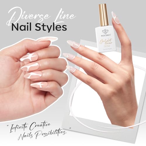 Image of modelones White French Tip Liner Gel Polish 15ml with Precision Brush | High-Pigment Color Nail Art Gel Paint Crisp Swirl Fine Line Design Beginner Friendly Long Lasting Soak Off U V Cure Manicure