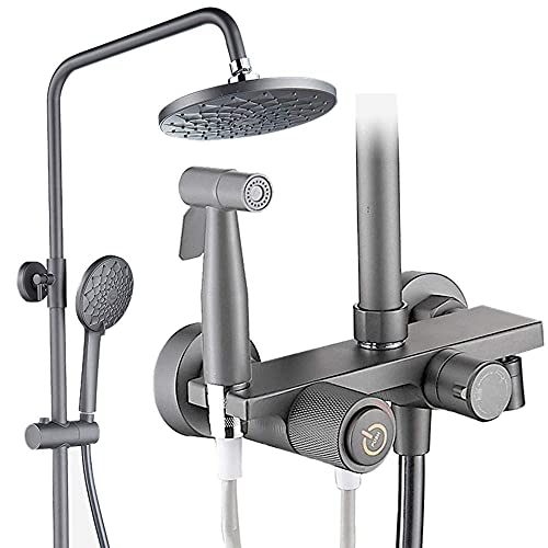 Ensemble de douche thermostatique carré ou rond gris moderne - 2