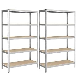 SONGMICS 5-Tier Heavy-Duty Shelving Units, Set of 2 Steel…