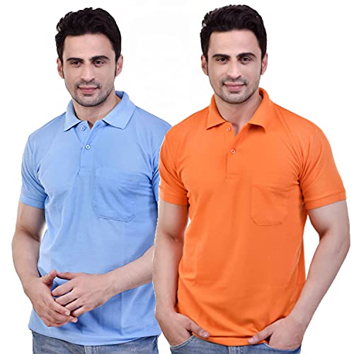 Image of SMAN Men's Polo T-Shirt Regular Fit Half Sleeve Multi Color Combo Pack of 2