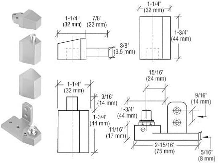 C.R. LAURENCE 0P34LHA CRL Aluminum Offset Left Hand Pivot Set Flush with Frame Face