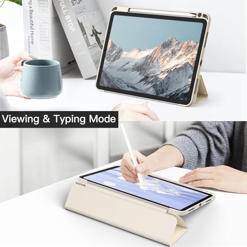 JETech Case for iPad Air 11-Inch M3/M2 (2025/2024), iPad Air 5/4 (2022/2020 5th/4th) with Pencil Holder, Clear Transparent Back Slim Stand Shockproof Tablet Cover, Auto Wake/Sleep (Starlight)