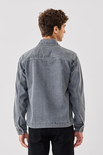 Image of SNITCH LEGACY Men Casual Jacket| Relaxed Fit Full Sleeve Spread Collar Denim Design | 100% Cotton & Breathable Twill Fabric For Streetwear, Spring Layering & Daily Outings