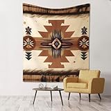 Qwvbn Stampa con motivi nativi americani, decorazione da parete, arazzo da 152,4 x 129,5 cm, decorazione da appendere per soggiorno, camera da letto, picnic