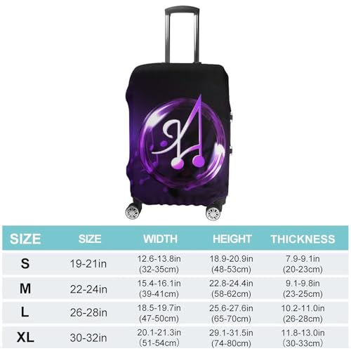 Purple Music Symbol Luggage Cover, Elastic Luggage Protector Fits 19-32in Suitcases, Washable & Anti-Scratch Suitcase Cover for Men Women S2